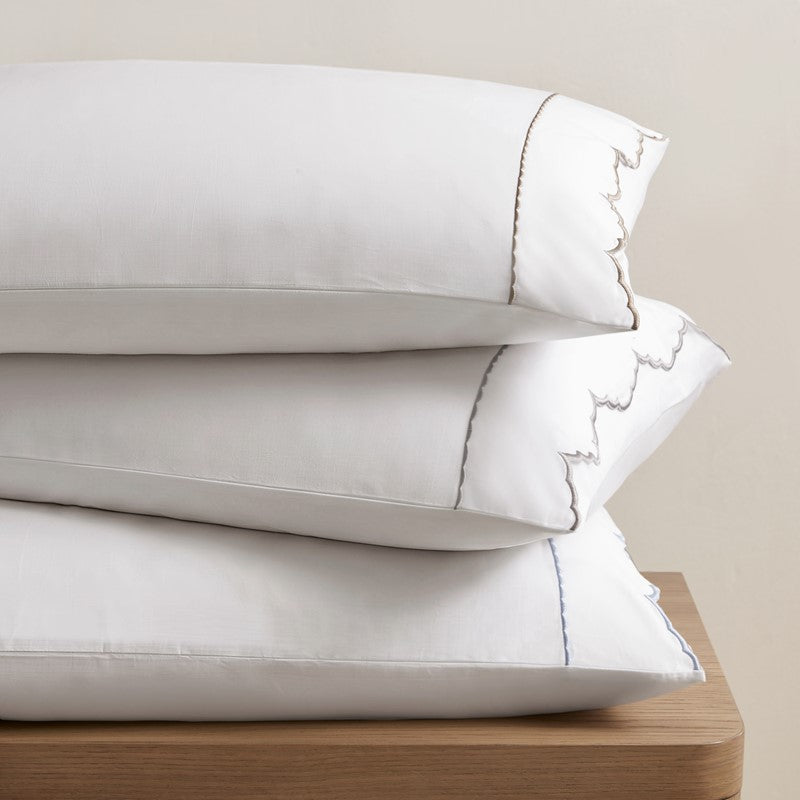 Brielle 300TC Scalloped Edge Cotton Coastal Sheet Set - Blue - Quahog Bay Bedding