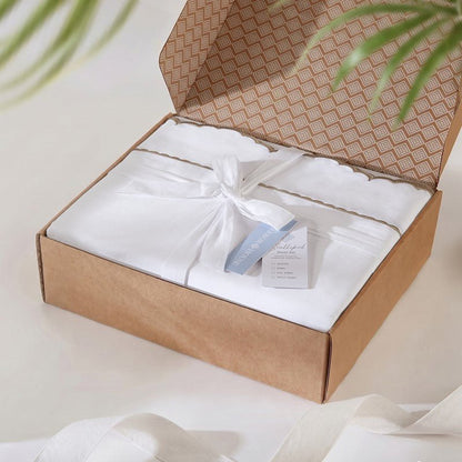 Brielle 300TC Scalloped Edge Cotton Coastal Sheet Set - Grey - Quahog Bay Bedding