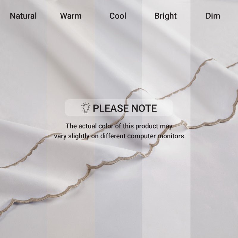 Brielle 300TC Scalloped Edge Cotton Coastal Sheet Set - Linen - Quahog Bay Bedding