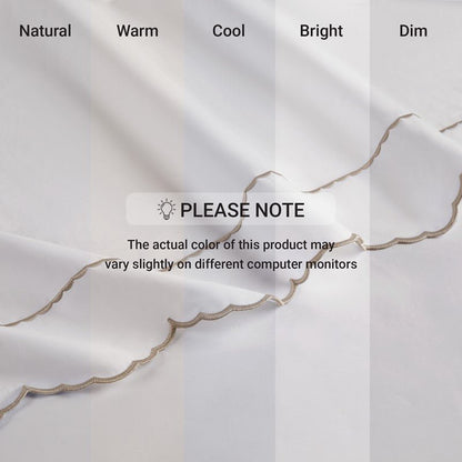 Brielle 300TC Scalloped Edge Cotton Coastal Sheet Set - Linen - Quahog Bay Bedding