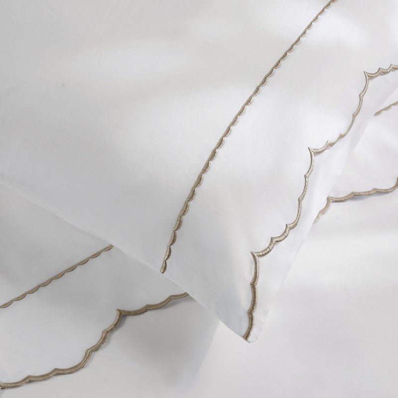 Brielle 300TC Scalloped Edge Cotton Coastal Sheet Set - Linen - Quahog Bay Bedding