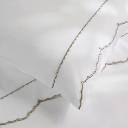 Brielle 300TC Scalloped Edge Cotton Coastal Sheet Set - Linen - Quahog Bay Bedding