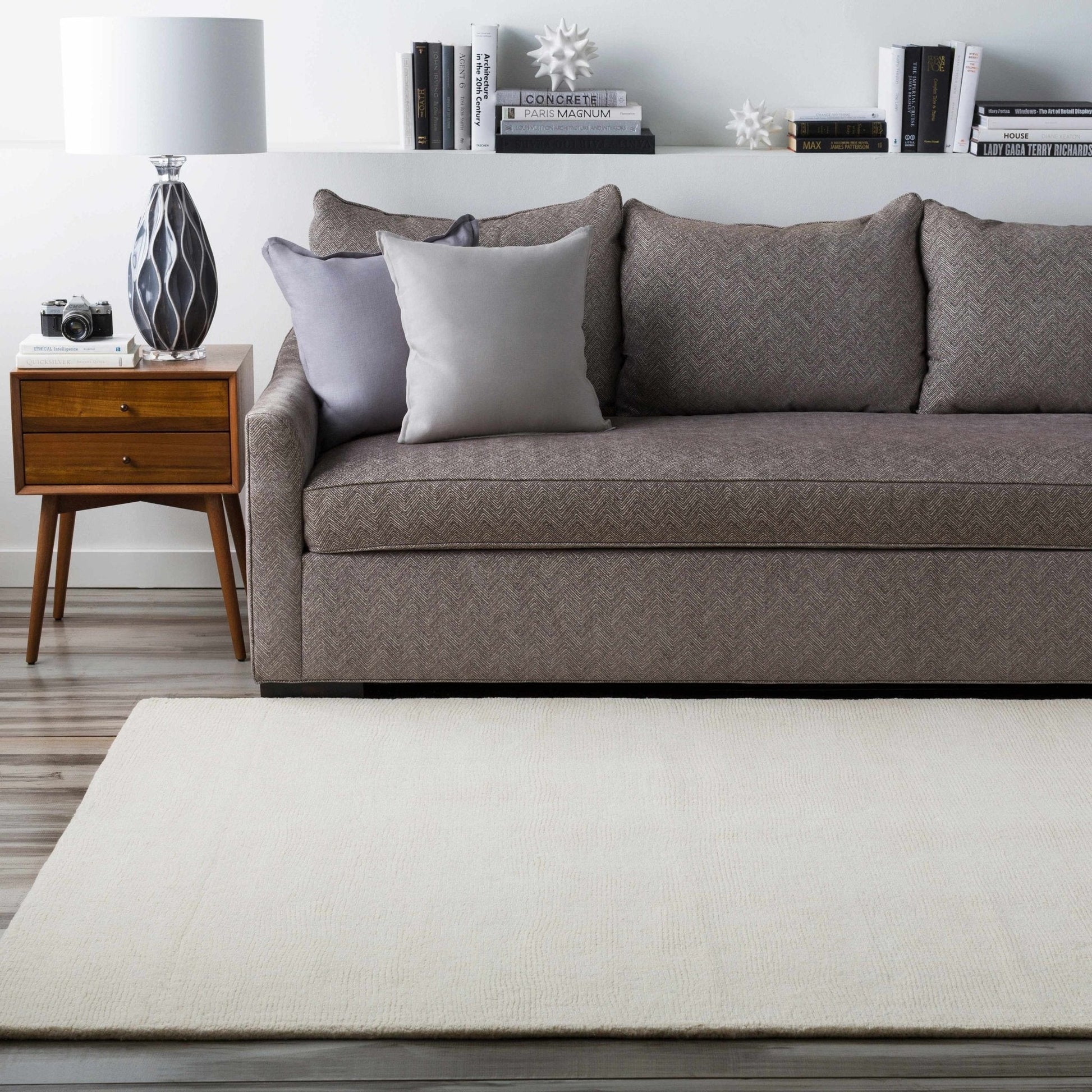 Brockton Solid Light Beige Wool Rug - Quahog Bay Bedding