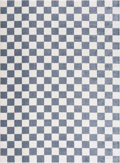 Brone Blue Checkered Washable Rug - Quahog Bay Bedding