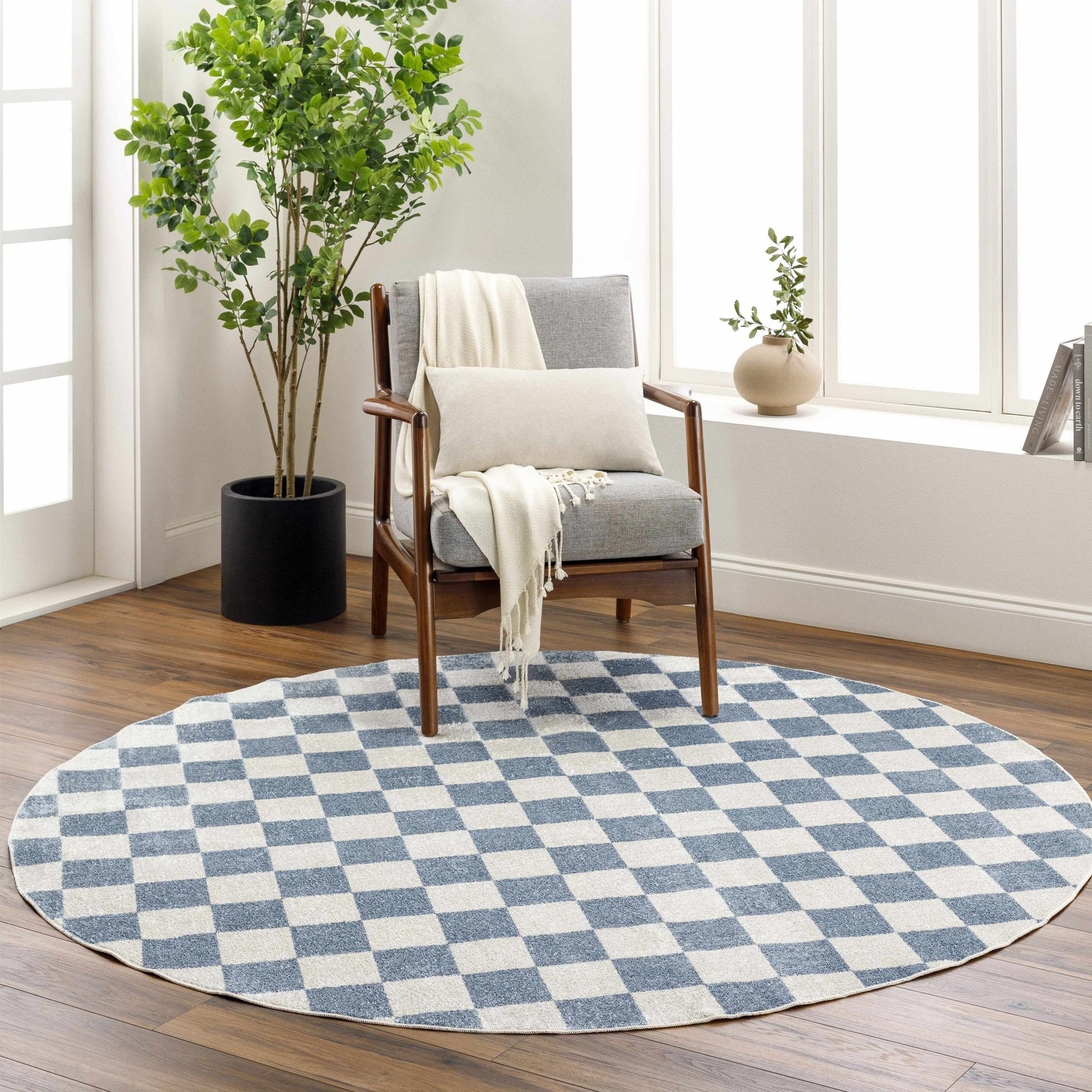Brone Blue Checkered Washable Rug - Quahog Bay Bedding