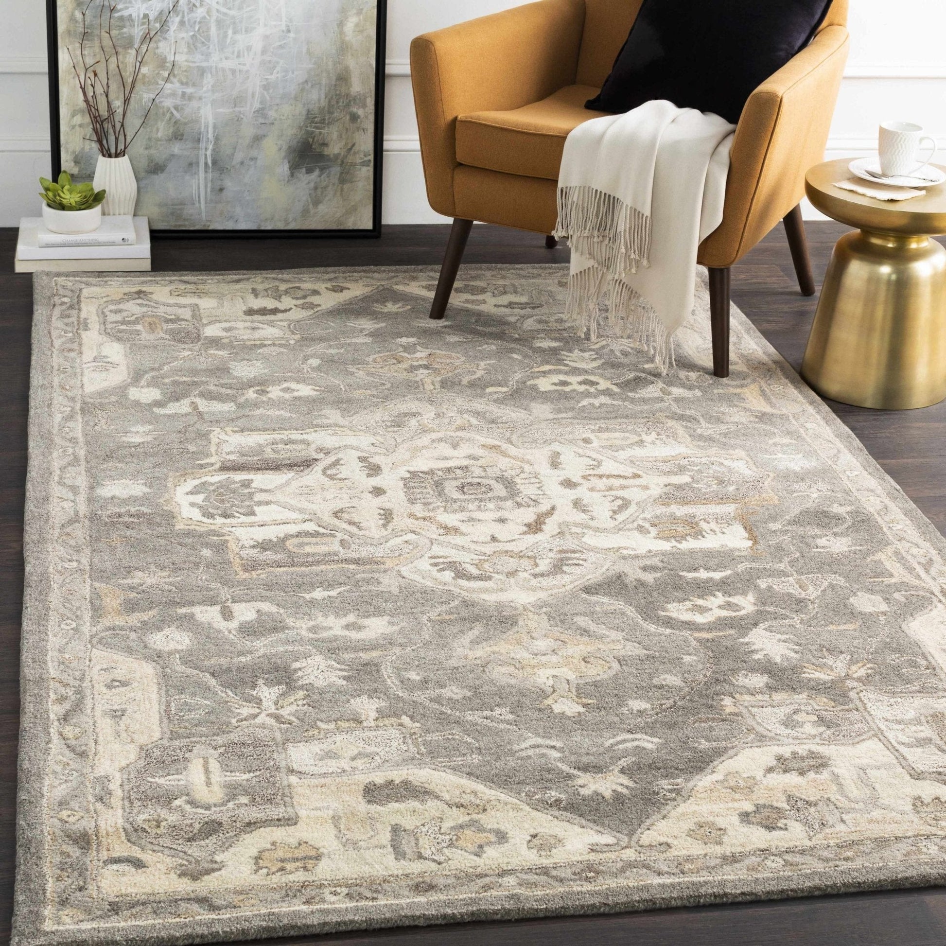 Broomfield 1196 Hand Tufted Taupe Wool Rug - Quahog Bay Bedding