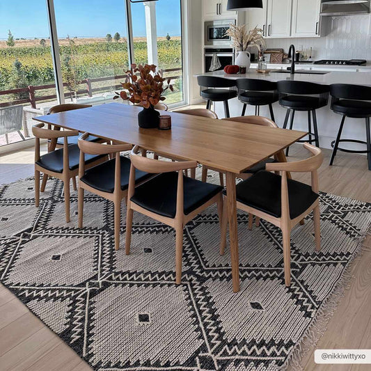Brownhills Cream&Black Trellis Cotton Area Rug - Quahog Bay Bedding