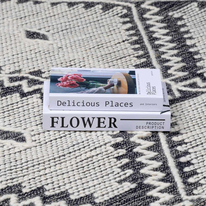 Brownhills Cream&Black Trellis Cotton Area Rug - Quahog Bay Bedding
