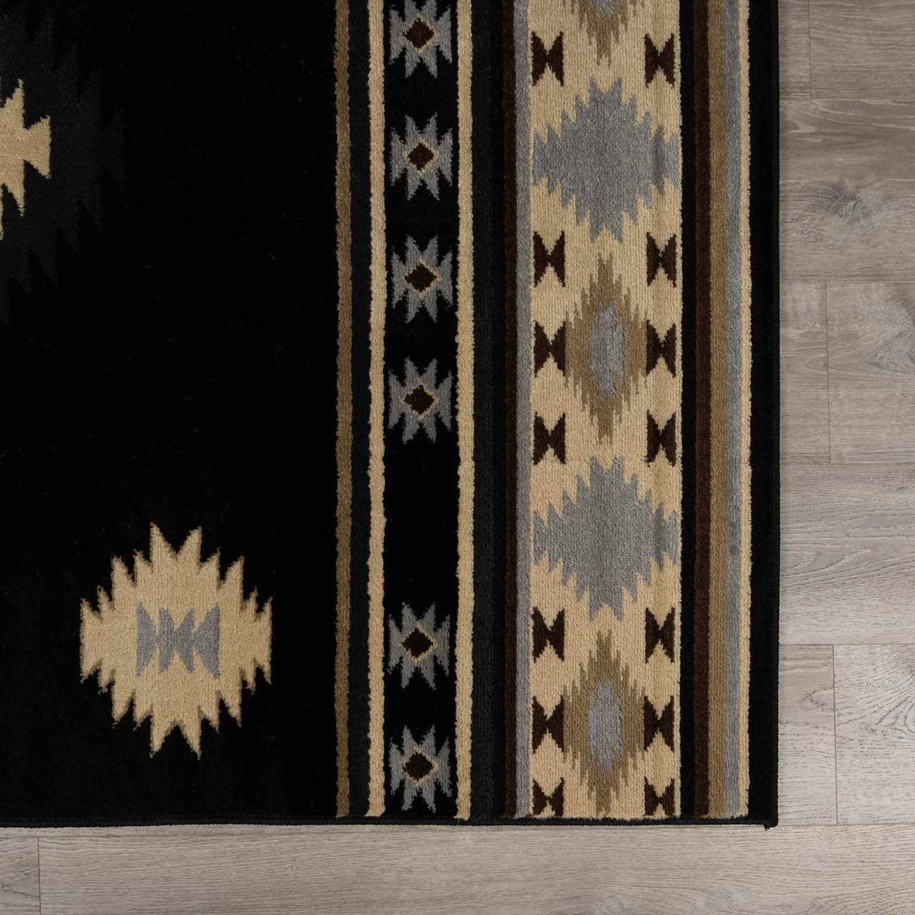 Buckhaven Black Southwestern Area Rug - Quahog Bay Bedding