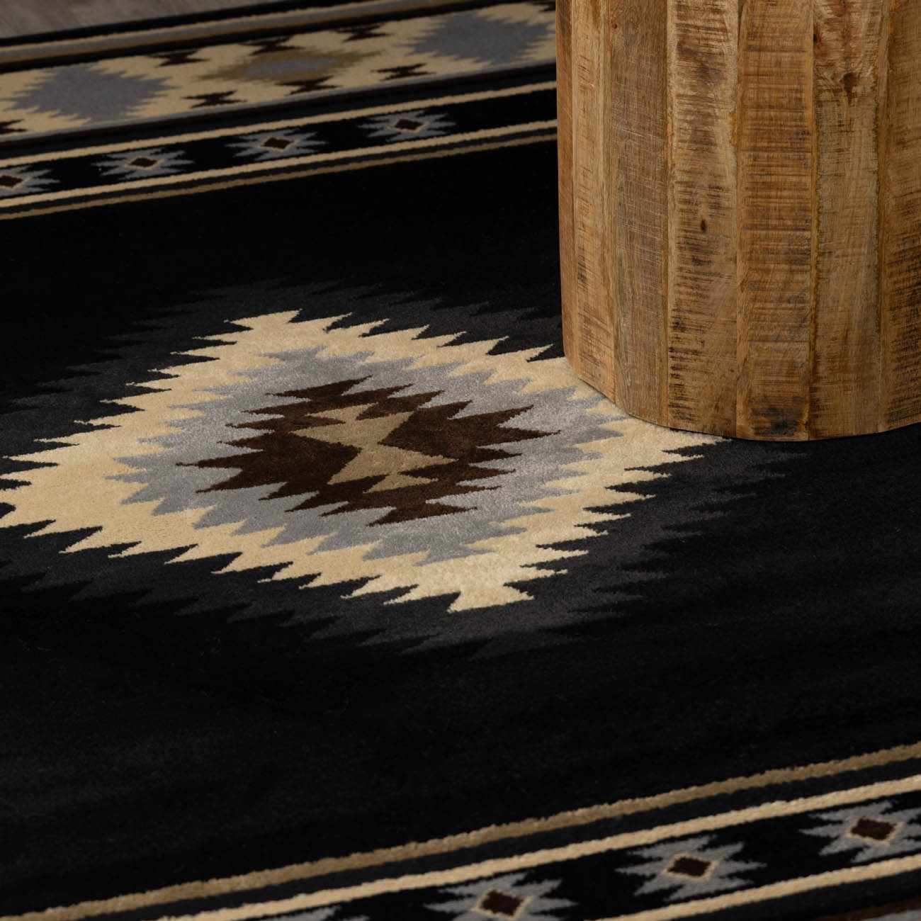 Buckhaven Black Southwestern Area Rug - Quahog Bay Bedding