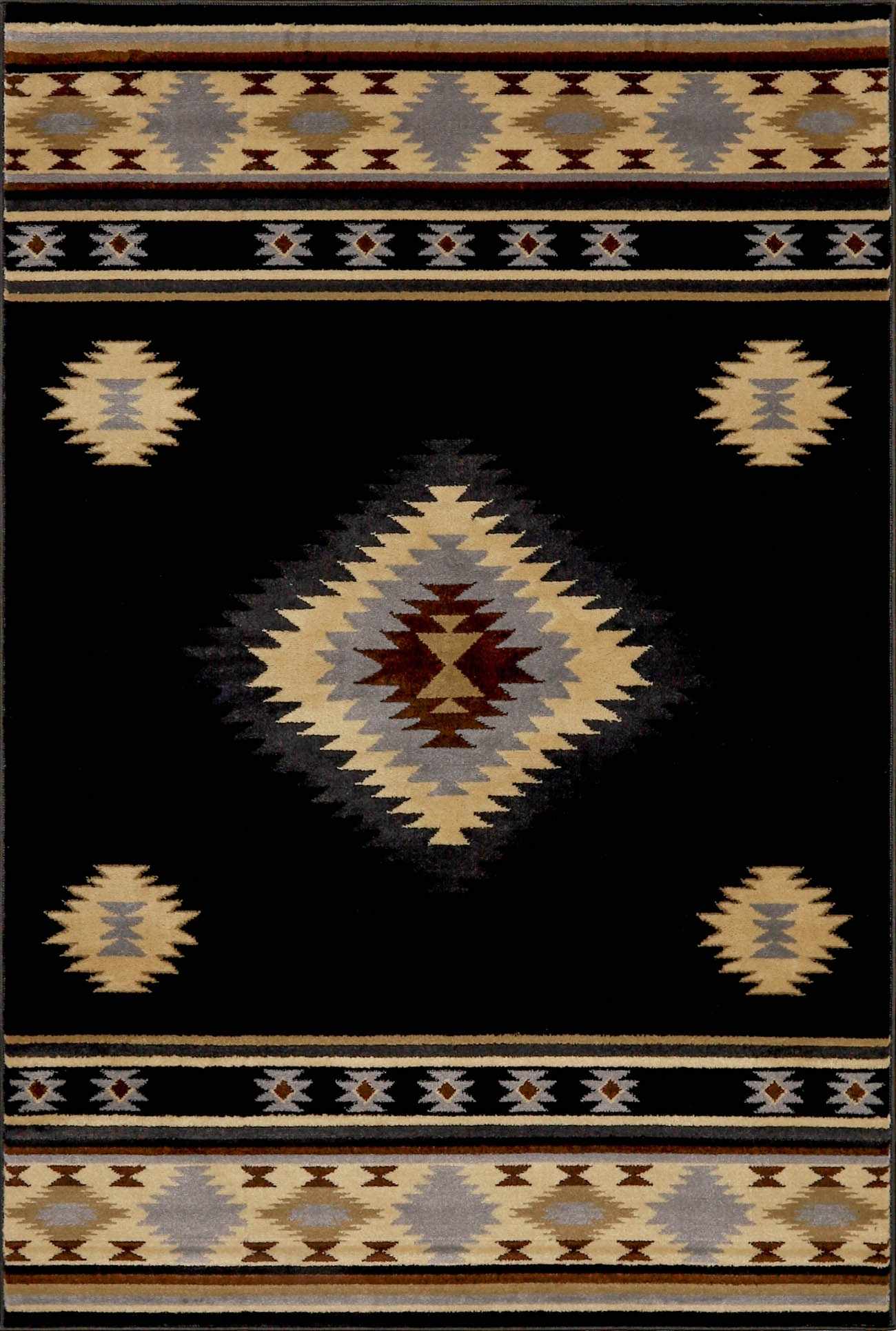 Buckhaven Black Southwestern Area Rug - Quahog Bay Bedding