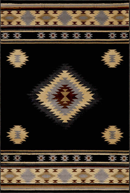 Buckhaven Black Southwestern Area Rug - Quahog Bay Bedding