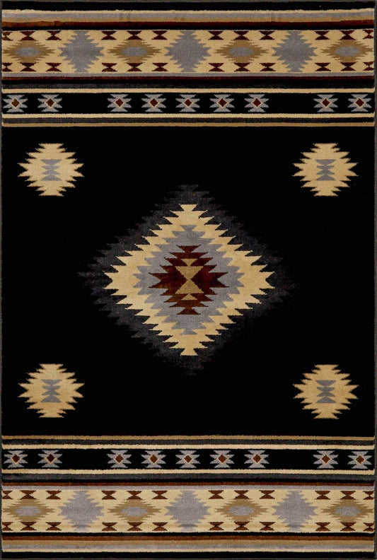 Buckhaven Black Southwestern Area Rug - Quahog Bay Bedding