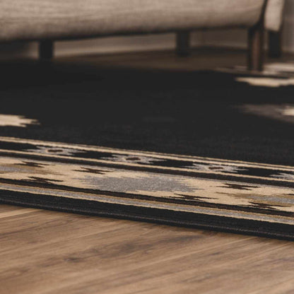 Buckhaven Black Southwestern Area Rug - Quahog Bay Bedding