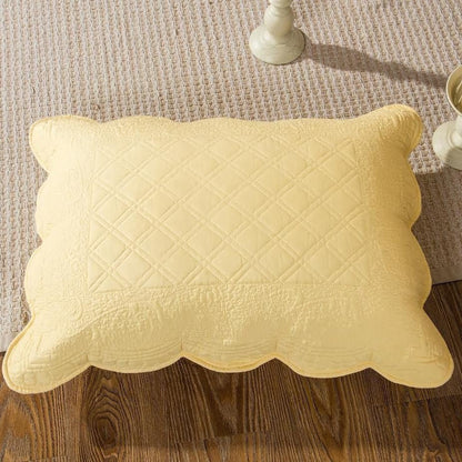 Buttercup Puffs Yellow Diamond Matelasse Scalloped Quilt Set - Quahog Bay Bedding