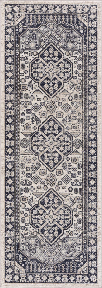 Cabacungan Cream & Gray Washable Area Rug - Low Pile - Quahog Bay Bedding
