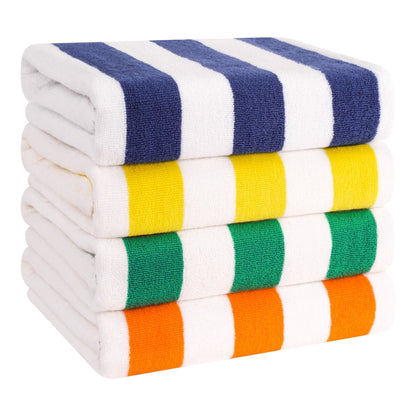 Cabana Striped Cotton Beach Towels 4 Pack - Quahog Bay Bedding