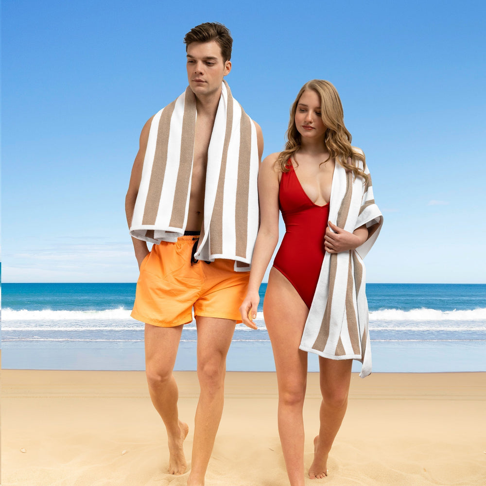Cabana Striped Cotton Beach Towels 4 Pack - Quahog Bay Bedding