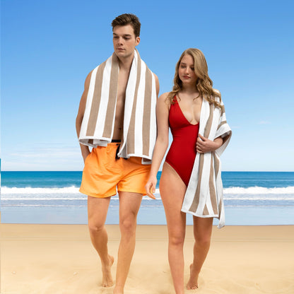 Cabana Striped Cotton Beach Towels 4 Pack - Quahog Bay Bedding