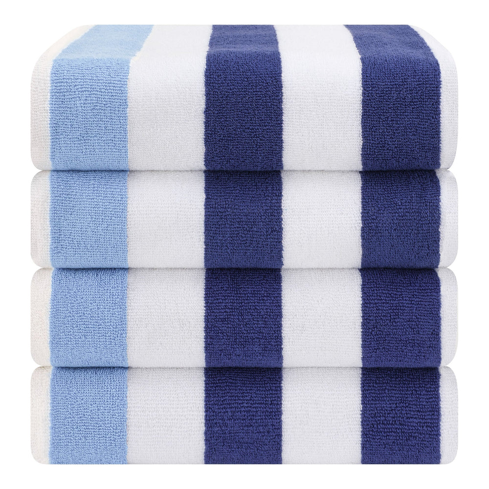 Cabana Striped Cotton Beach Towels 4 Pack - Quahog Bay Bedding