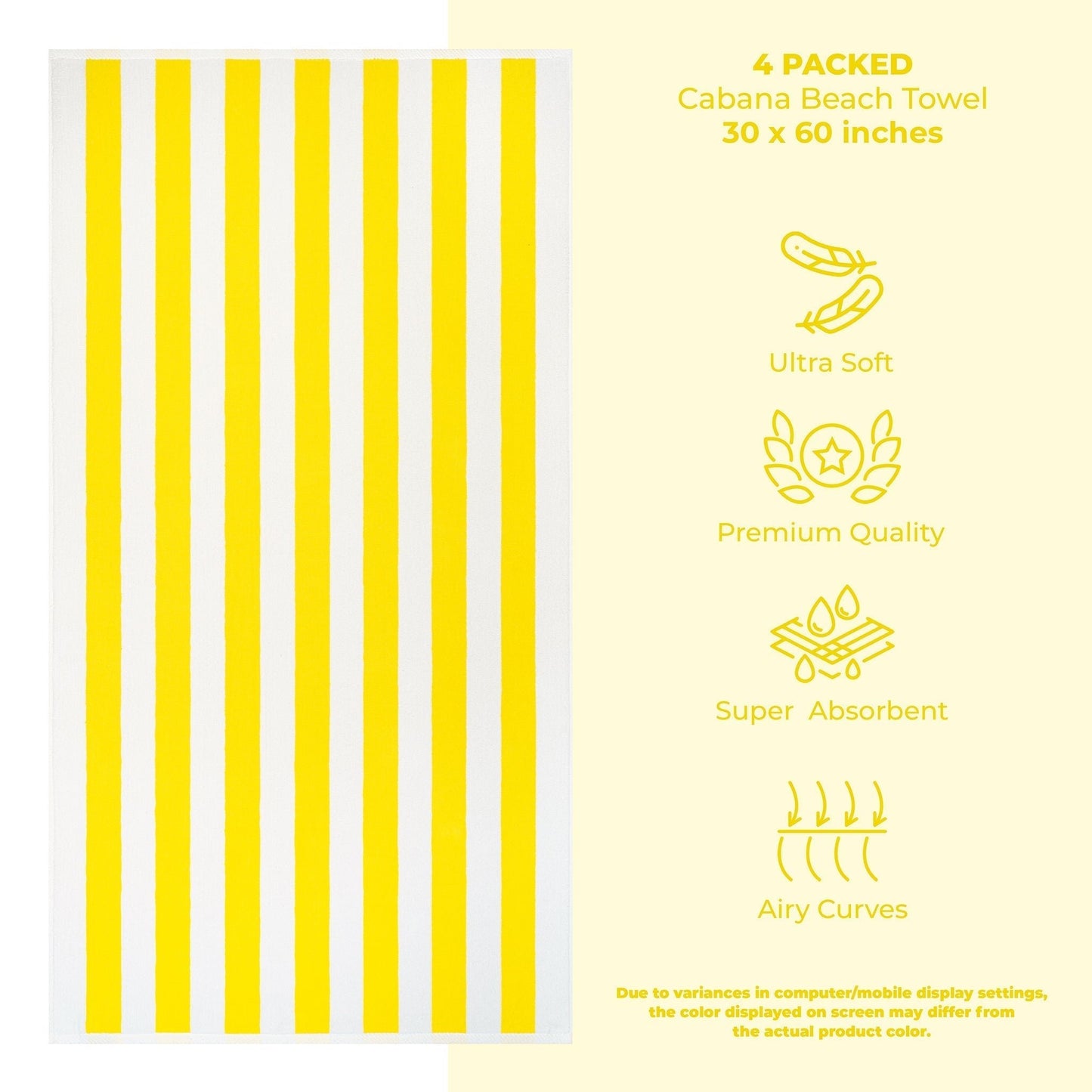 Cabana Striped Cotton Beach Towels 4 Pack - Quahog Bay Bedding