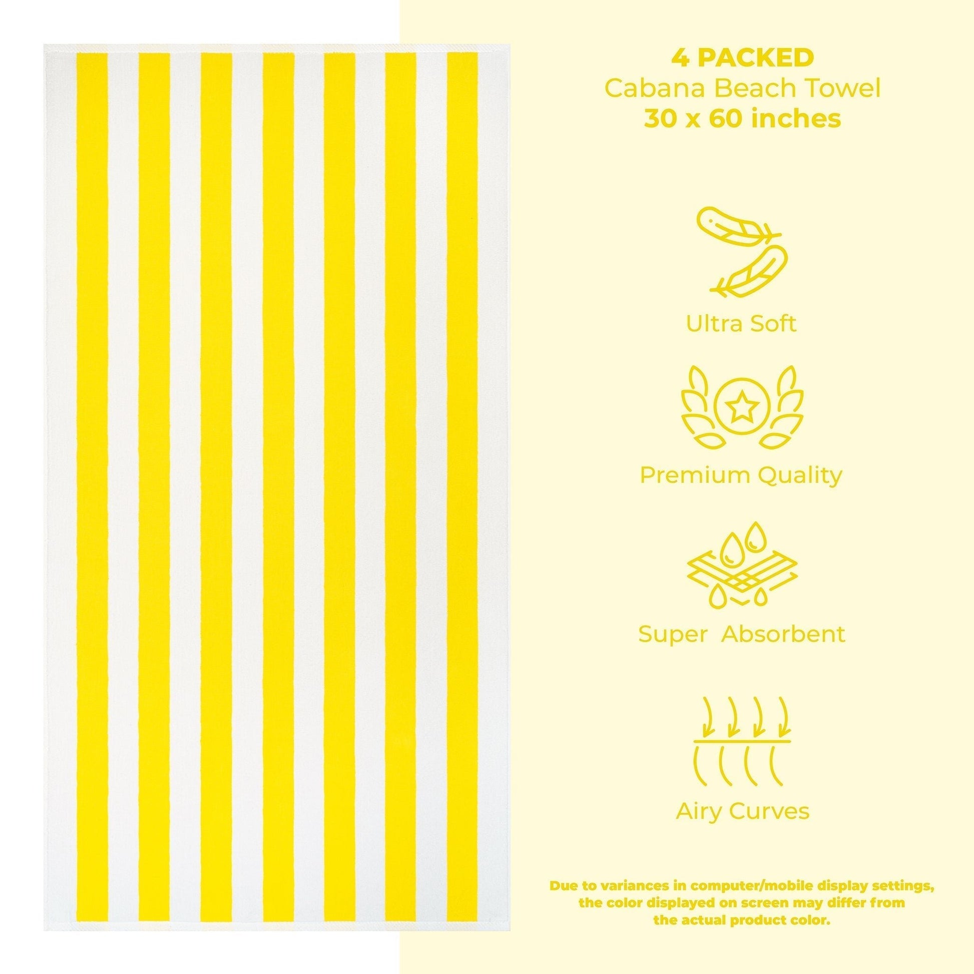 Cabana Striped Cotton Beach Towels 4 Pack - Quahog Bay Bedding