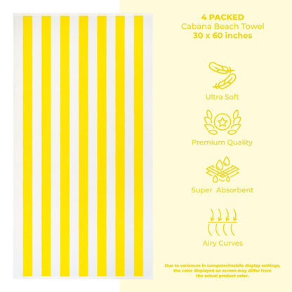 Cabana Striped Cotton Beach Towels 4 Pack - Quahog Bay Bedding