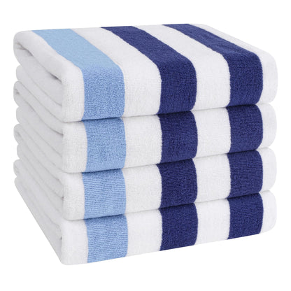 Cabana Striped Cotton Beach Towels 4 Pack - Quahog Bay Bedding