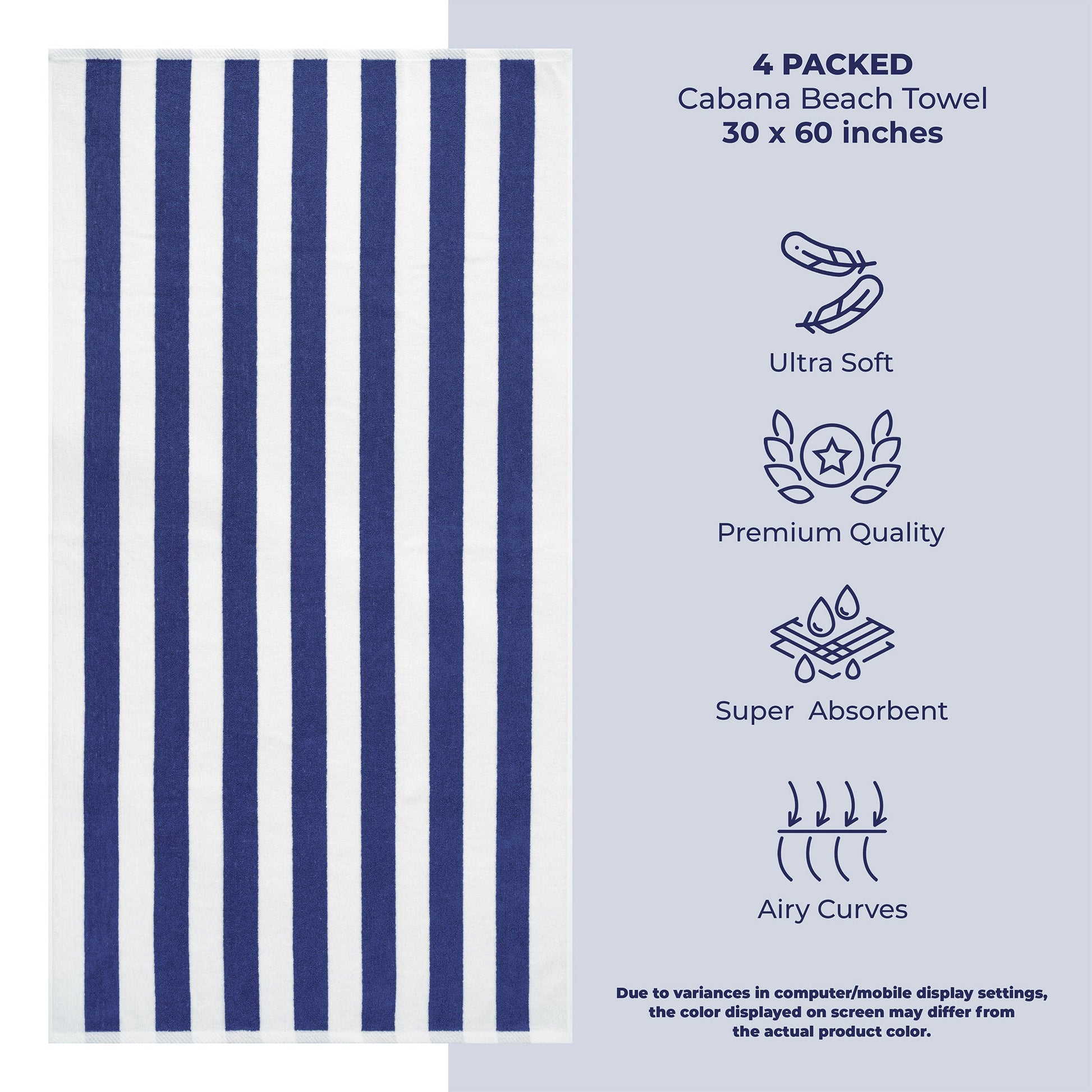 Cabana Striped Cotton Beach Towels 4 Pack - Quahog Bay Bedding