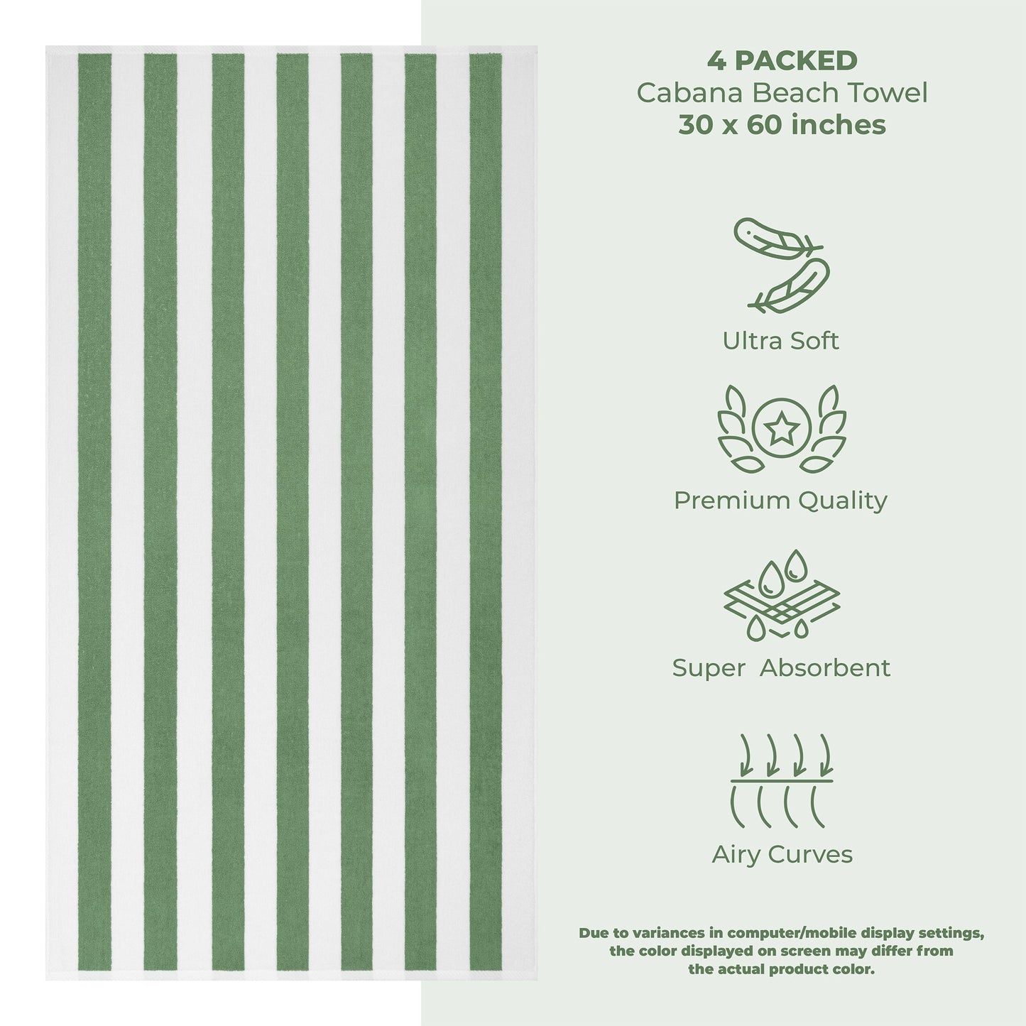 Cabana Striped Cotton Beach Towels 4 Pack - Quahog Bay Bedding