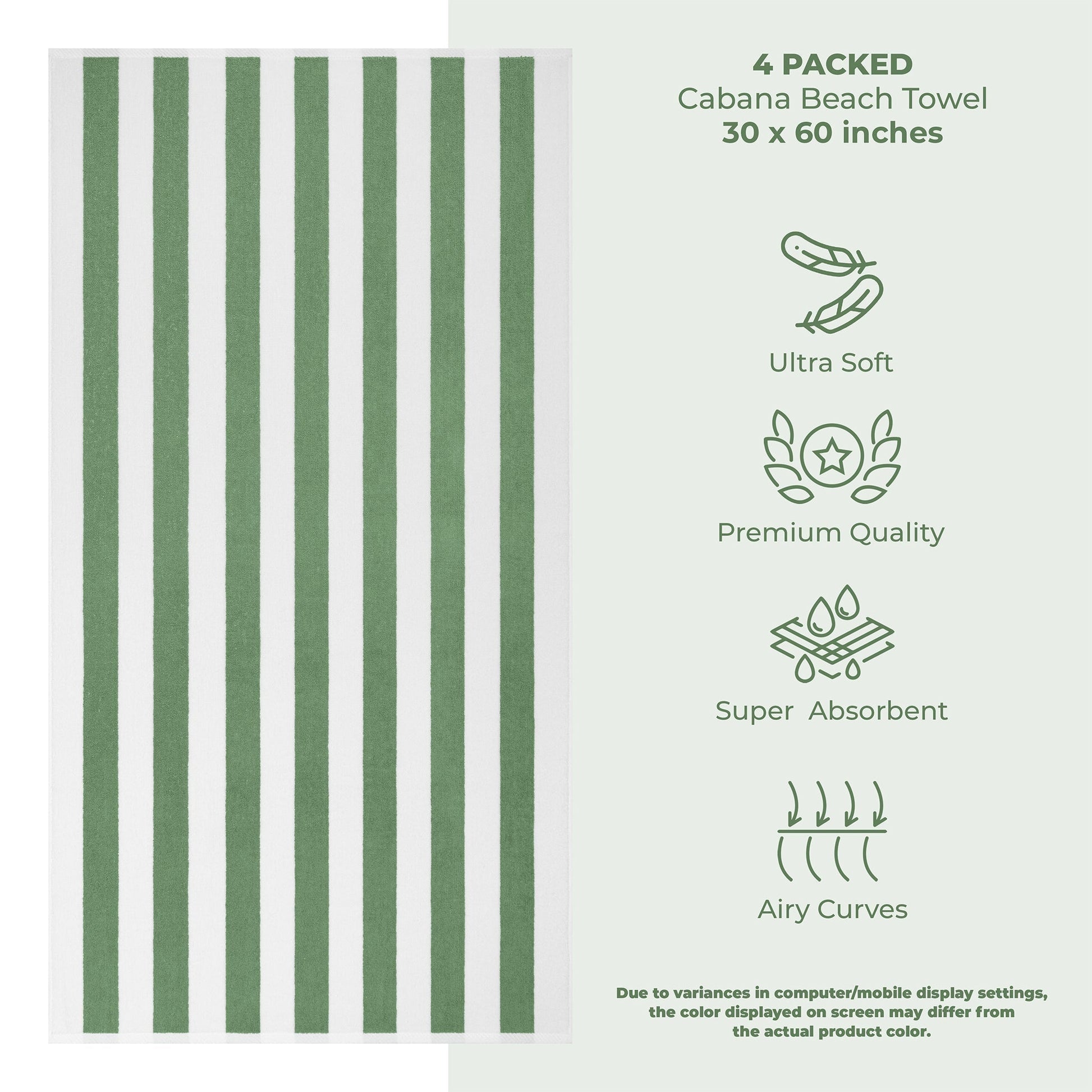 Cabana Striped Cotton Beach Towels 4 Pack - Quahog Bay Bedding