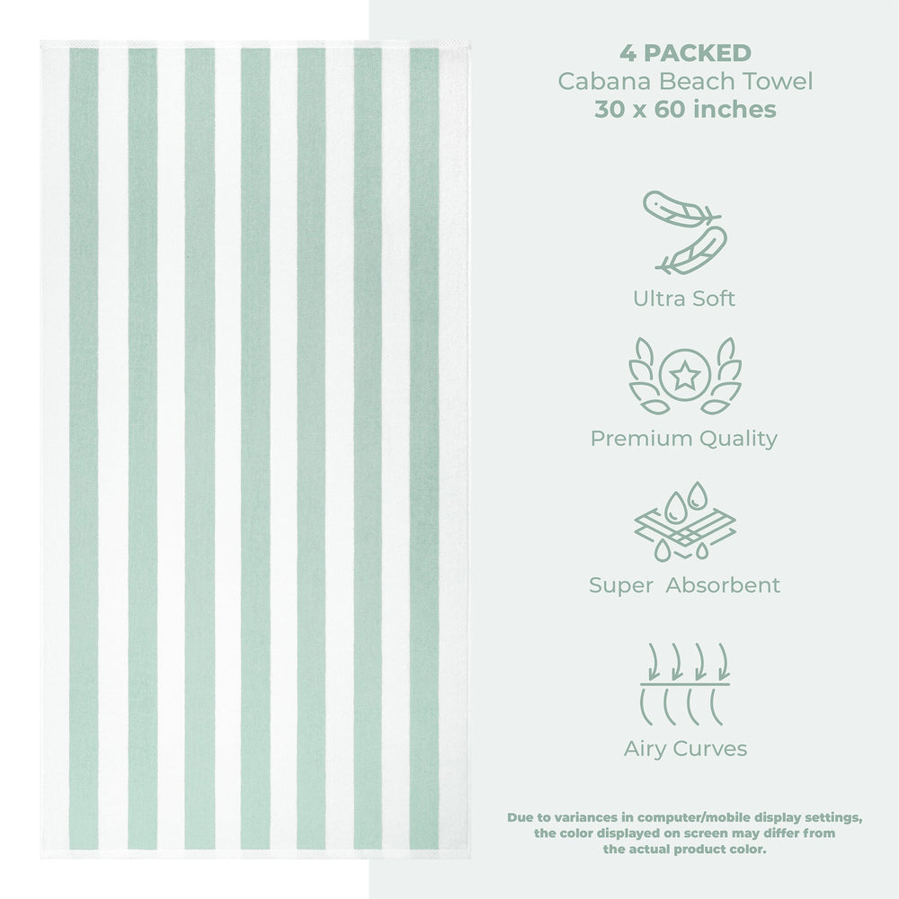 Cabana Striped Cotton Beach Towels 4 Pack - Quahog Bay Bedding