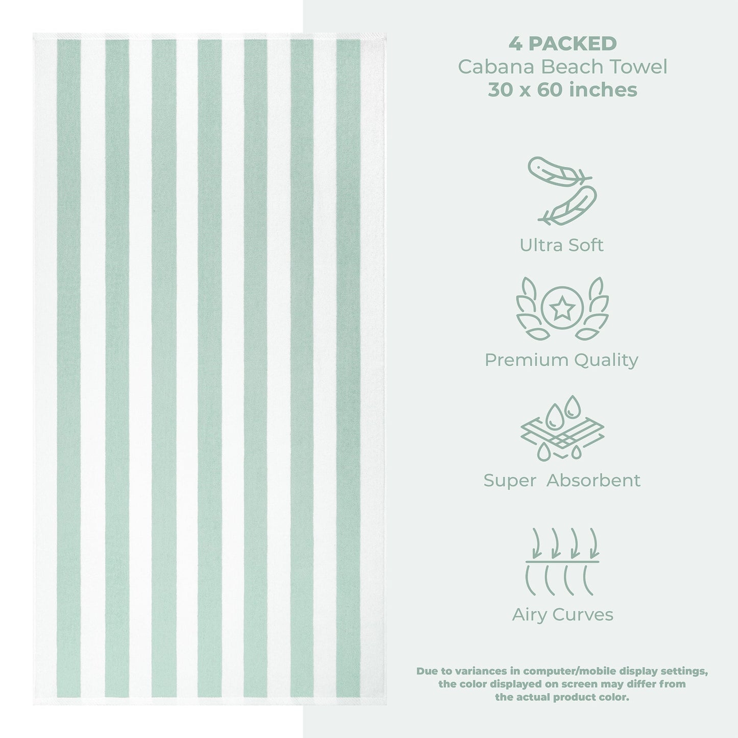 Cabana Striped Cotton Beach Towels 4 Pack - Quahog Bay Bedding