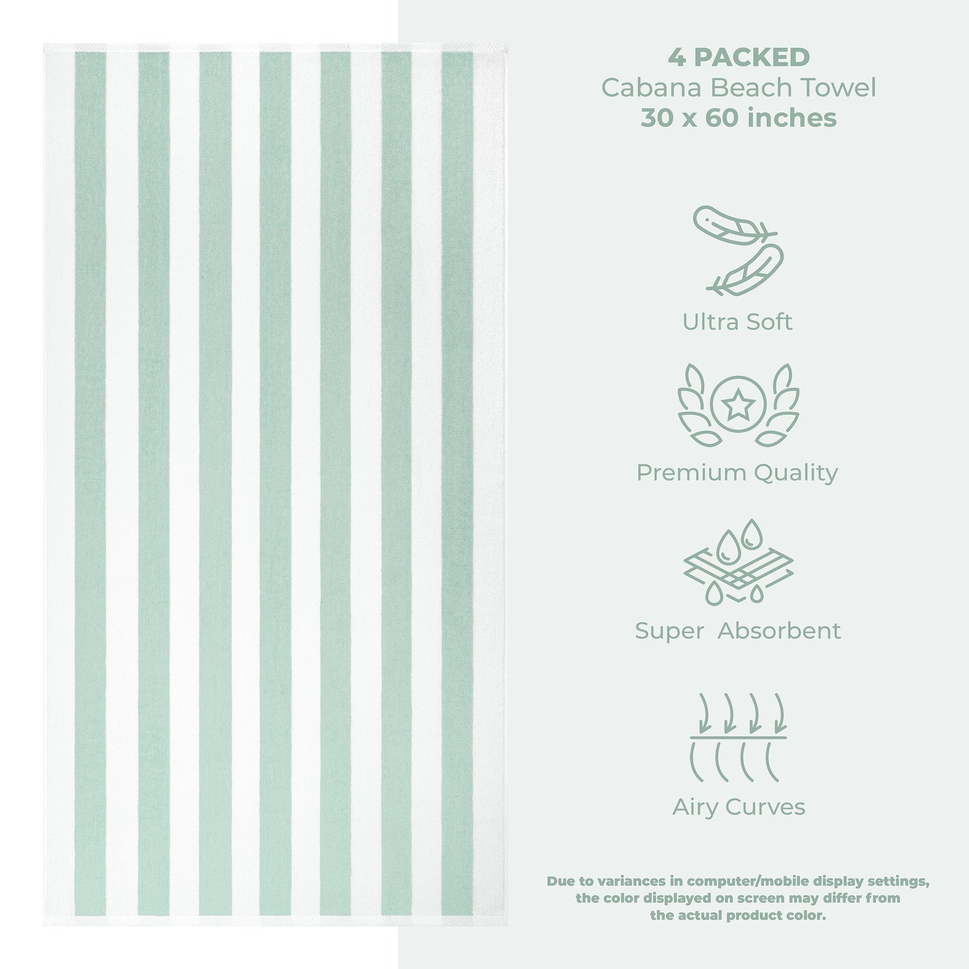 Cabana Striped Cotton Beach Towels 4 Pack - Quahog Bay Bedding