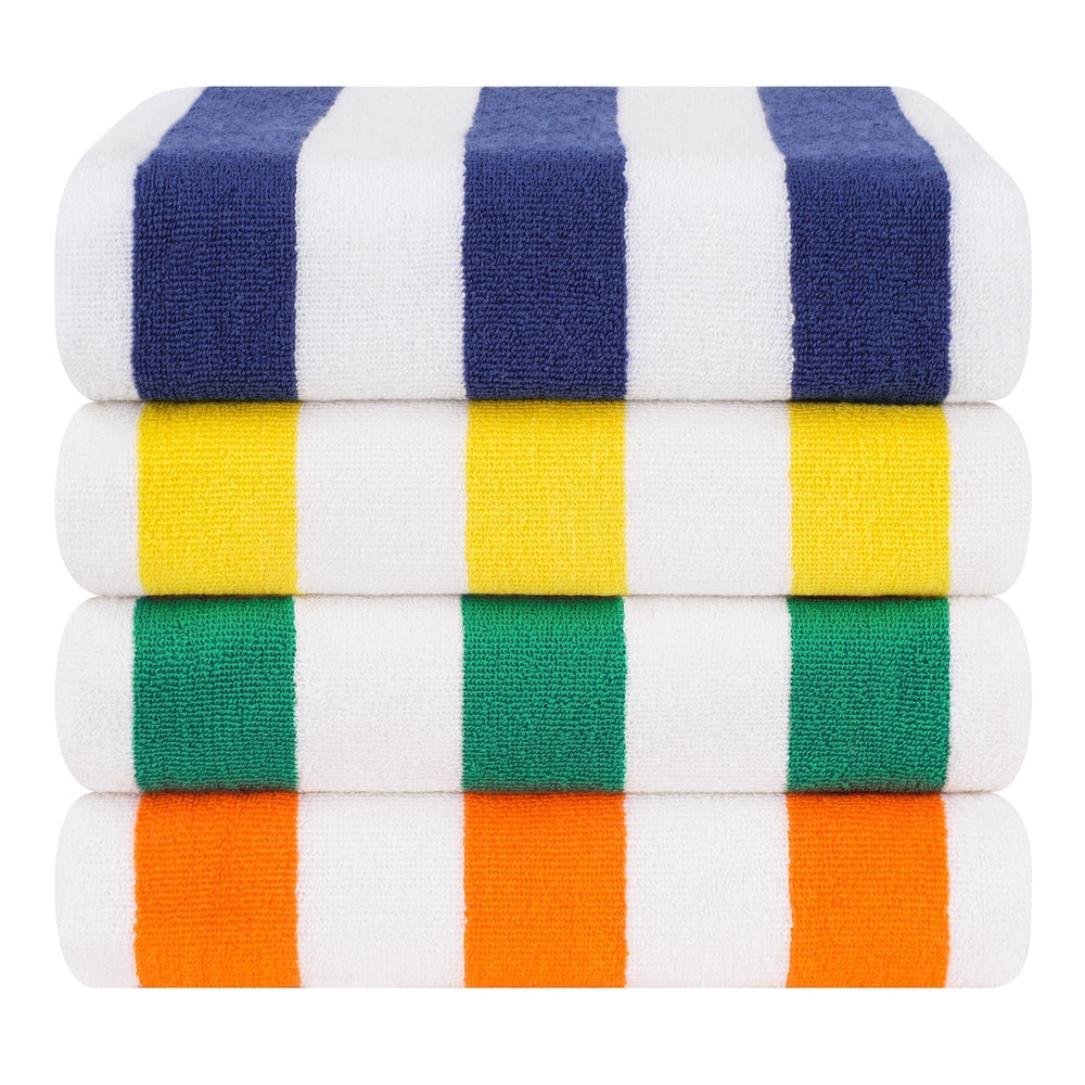 Cabana Striped Cotton Beach Towels 4 Pack - Quahog Bay Bedding