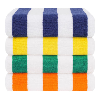 Cabana Striped Cotton Beach Towels 4 Pack - Quahog Bay Bedding