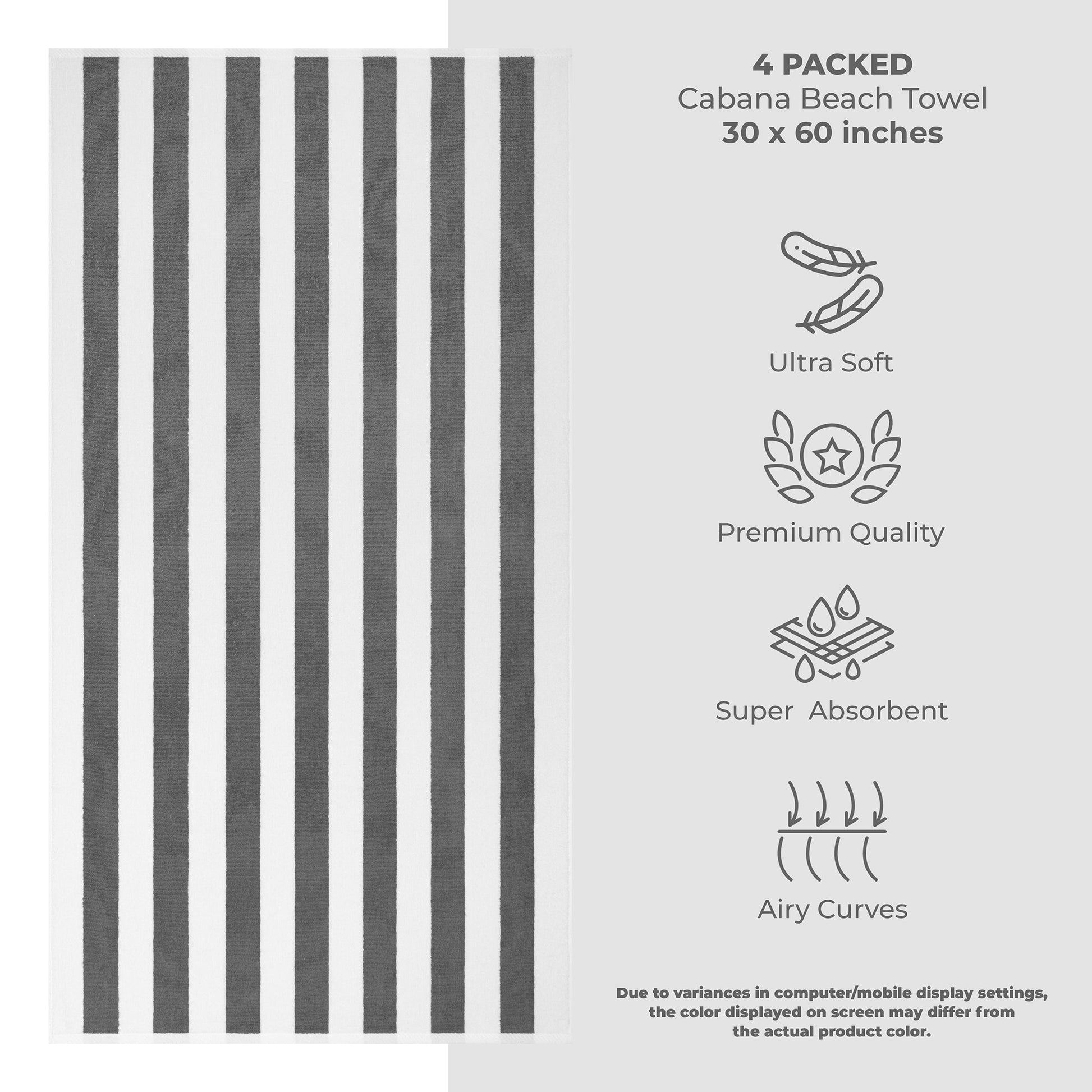 Cabana Striped Cotton Beach Towels 4 Pack - Quahog Bay Bedding