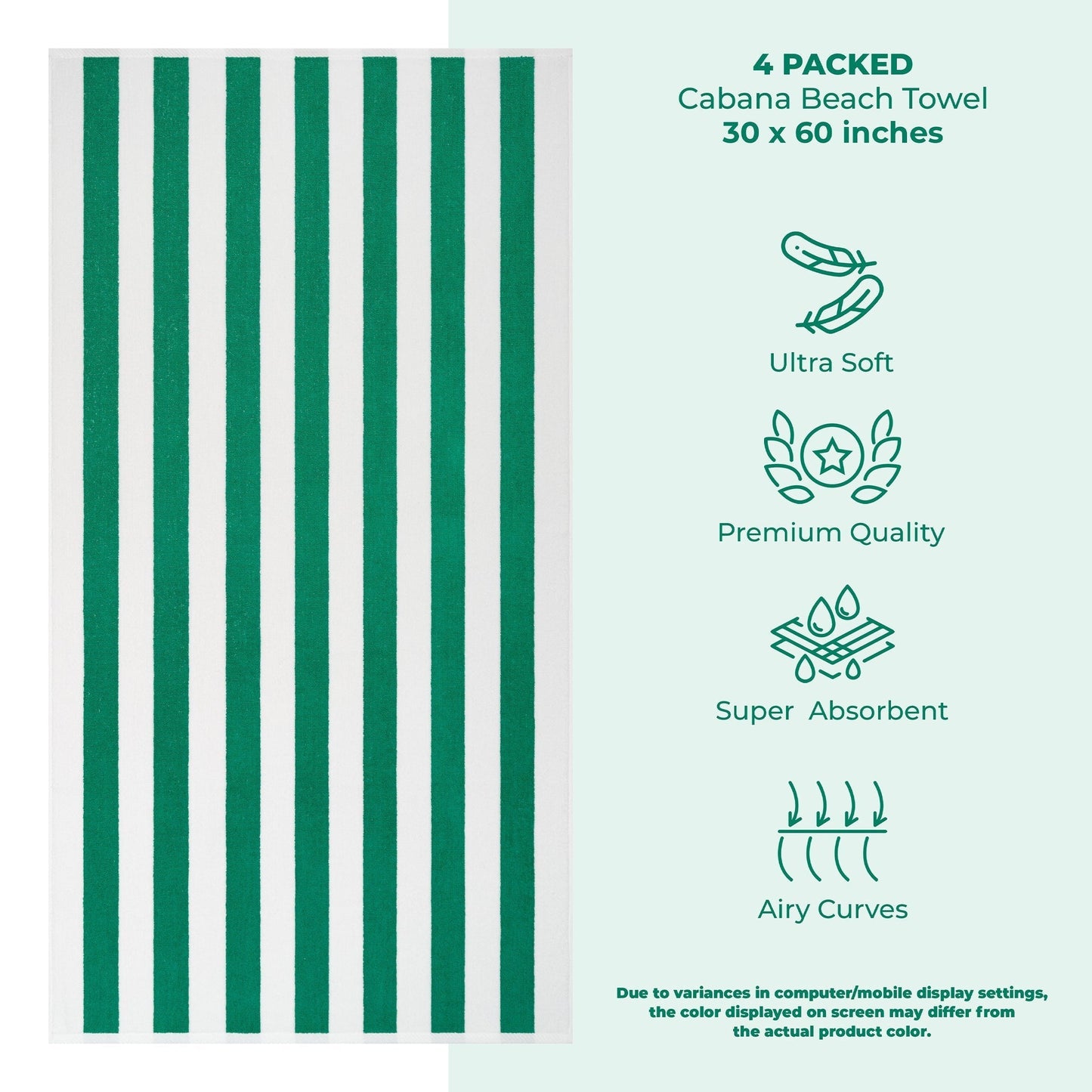Cabana Striped Cotton Beach Towels 4 Pack - Quahog Bay Bedding