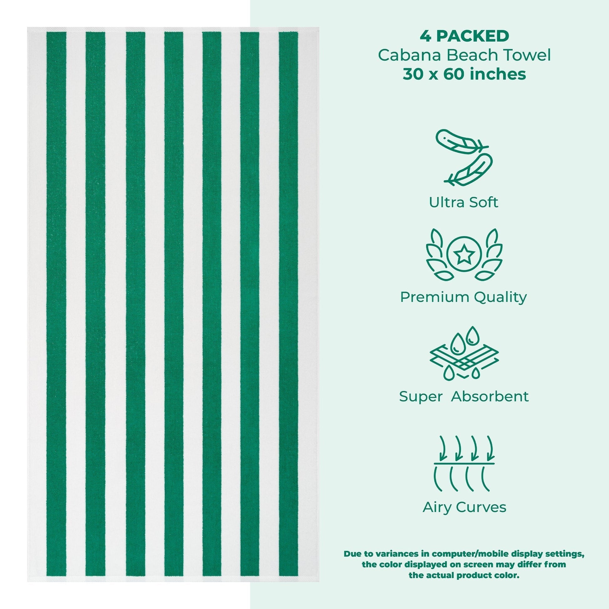 Cabana Striped Cotton Beach Towels 4 Pack - Quahog Bay Bedding