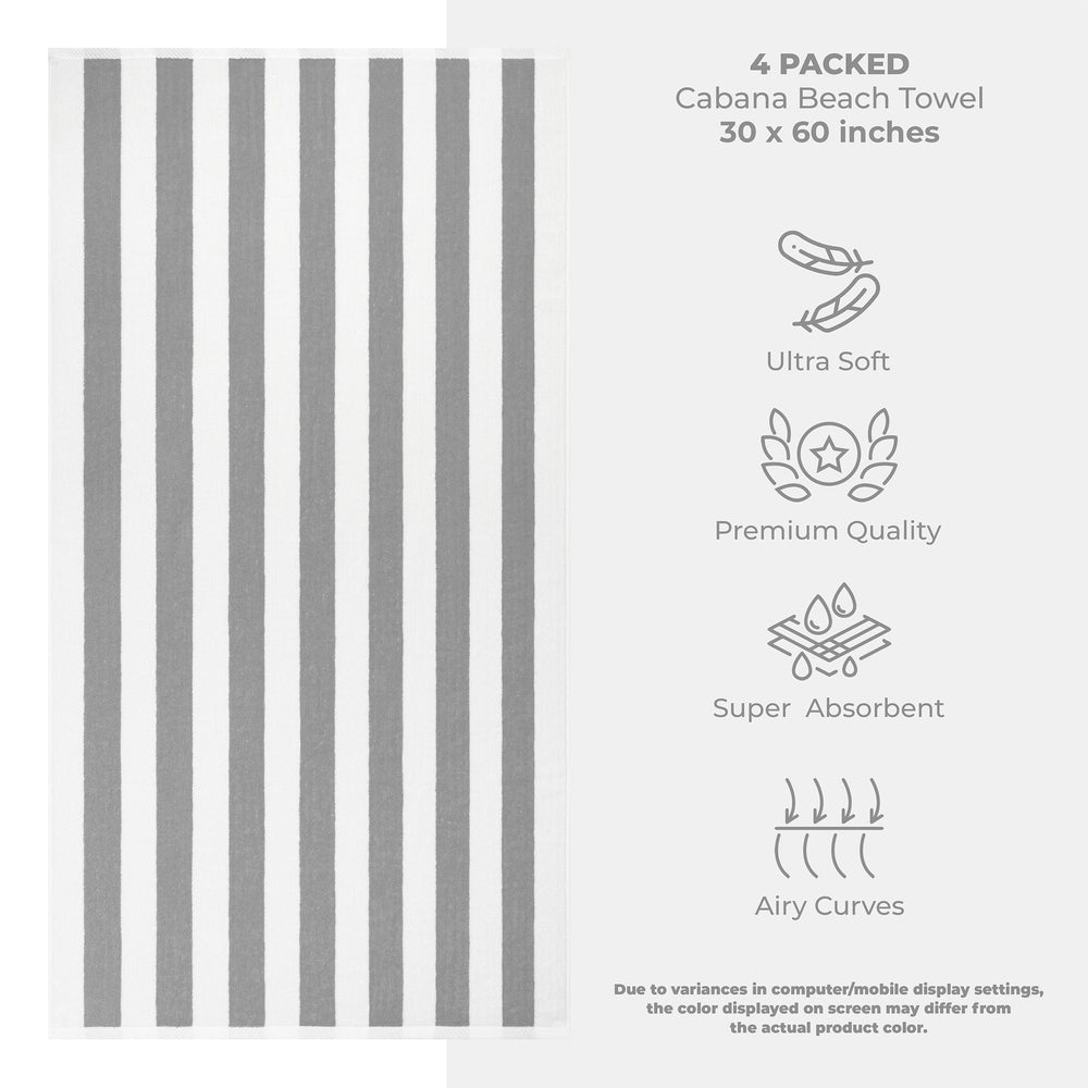 Cabana Striped Cotton Beach Towels 4 Pack - Quahog Bay Bedding