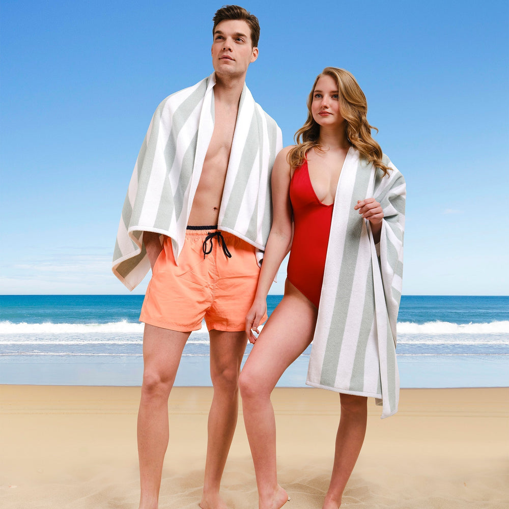 Cabana Striped Cotton Beach Towels 4 Pack - Quahog Bay Bedding