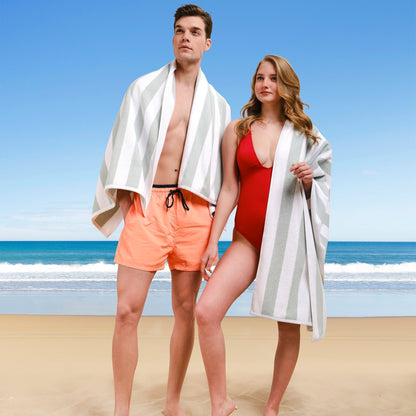 Cabana Striped Cotton Beach Towels 4 Pack - Quahog Bay Bedding