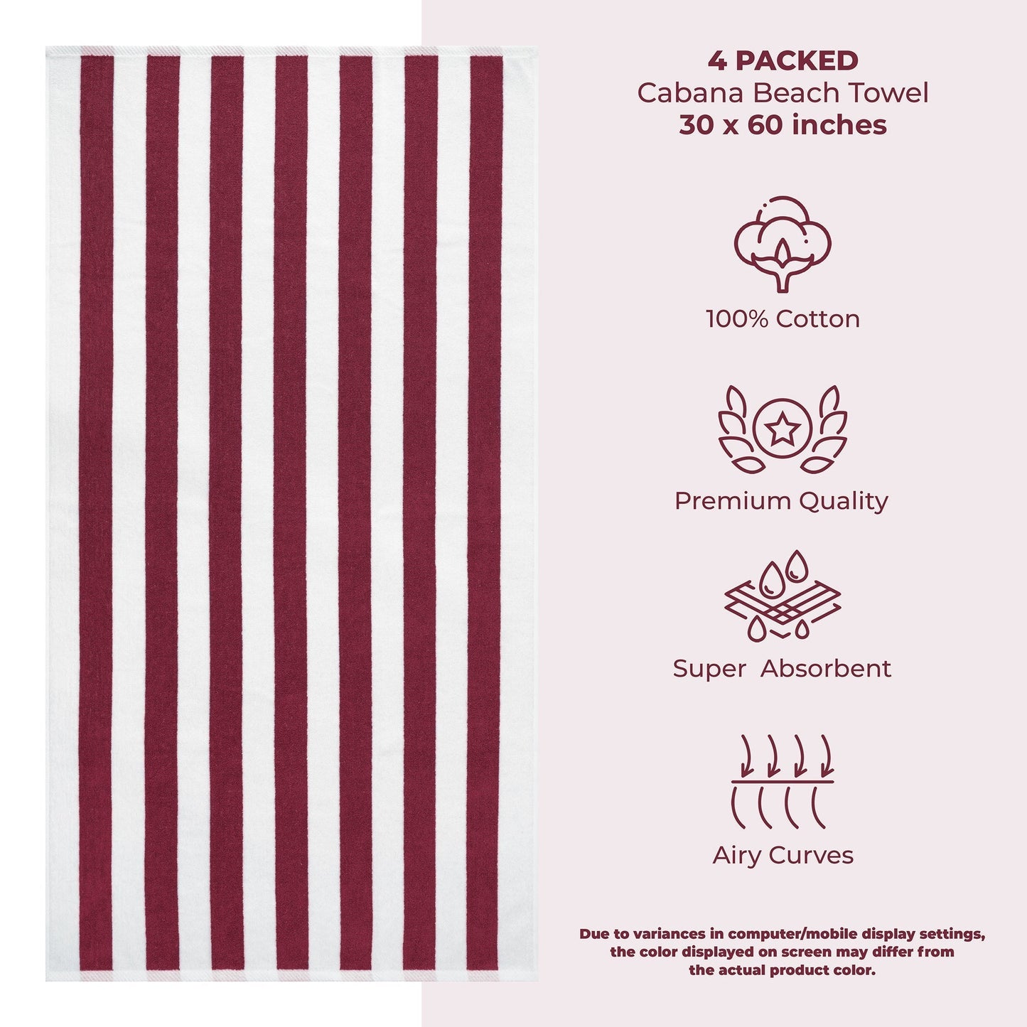 Cabana Striped Cotton Beach Towels 4 Pack - Quahog Bay Bedding