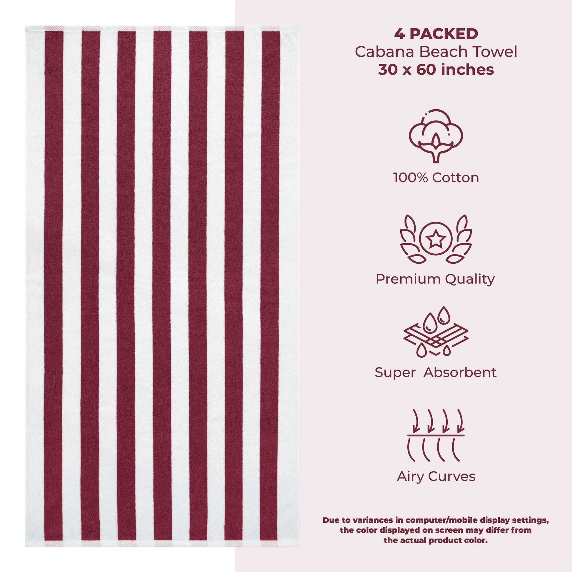 Cabana Striped Cotton Beach Towels 4 Pack - Quahog Bay Bedding
