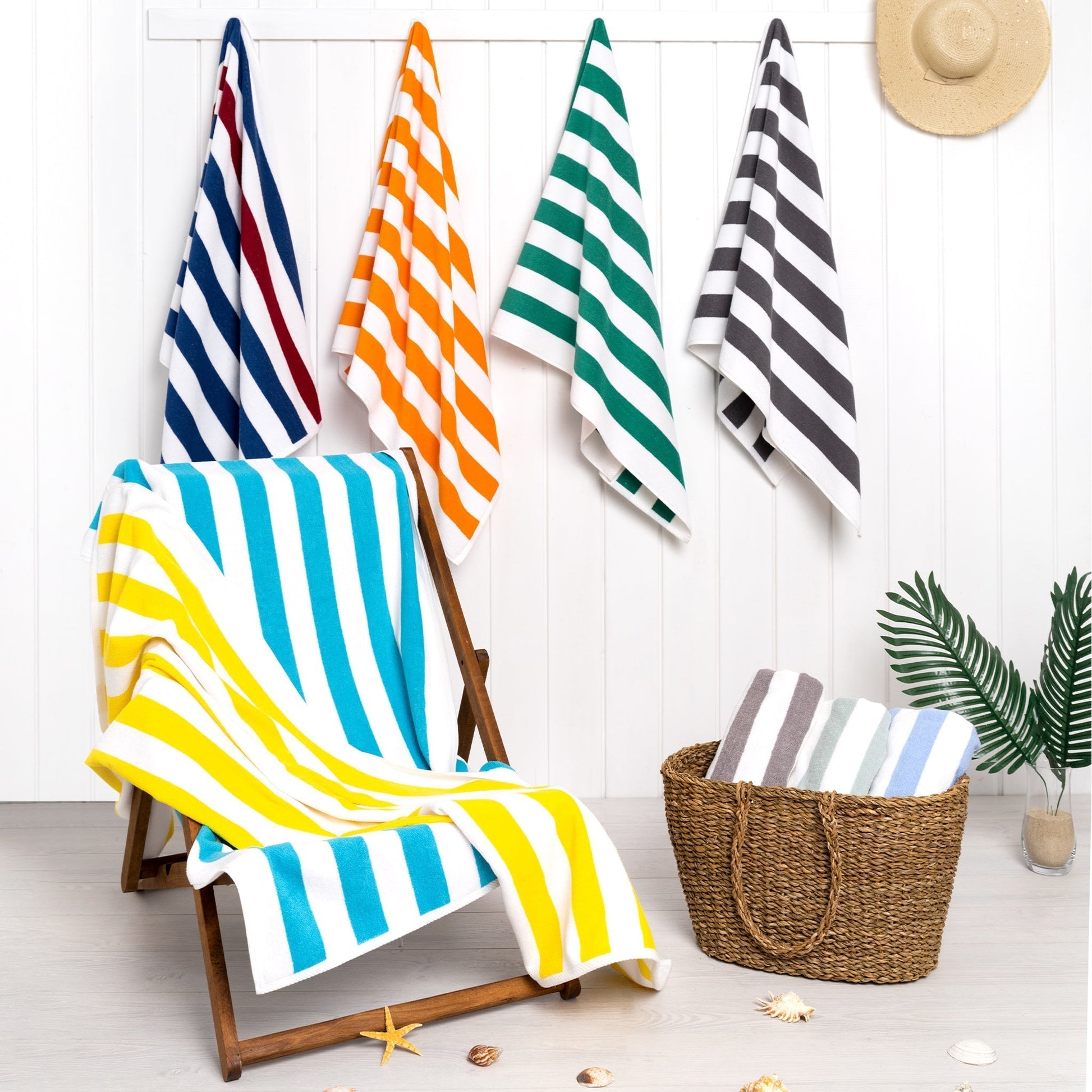 Cabana Striped Cotton Beach Towels 4 Pack - Quahog Bay Bedding