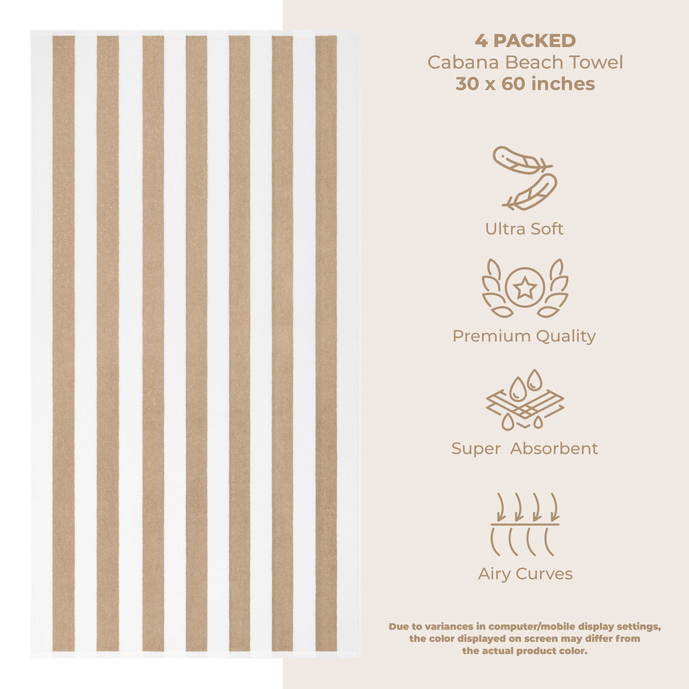 Cabana Striped Cotton Beach Towels 4 Pack - Quahog Bay Bedding