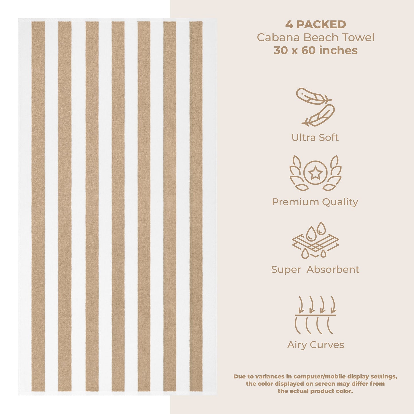 Cabana Striped Cotton Beach Towels 4 Pack - Quahog Bay Bedding