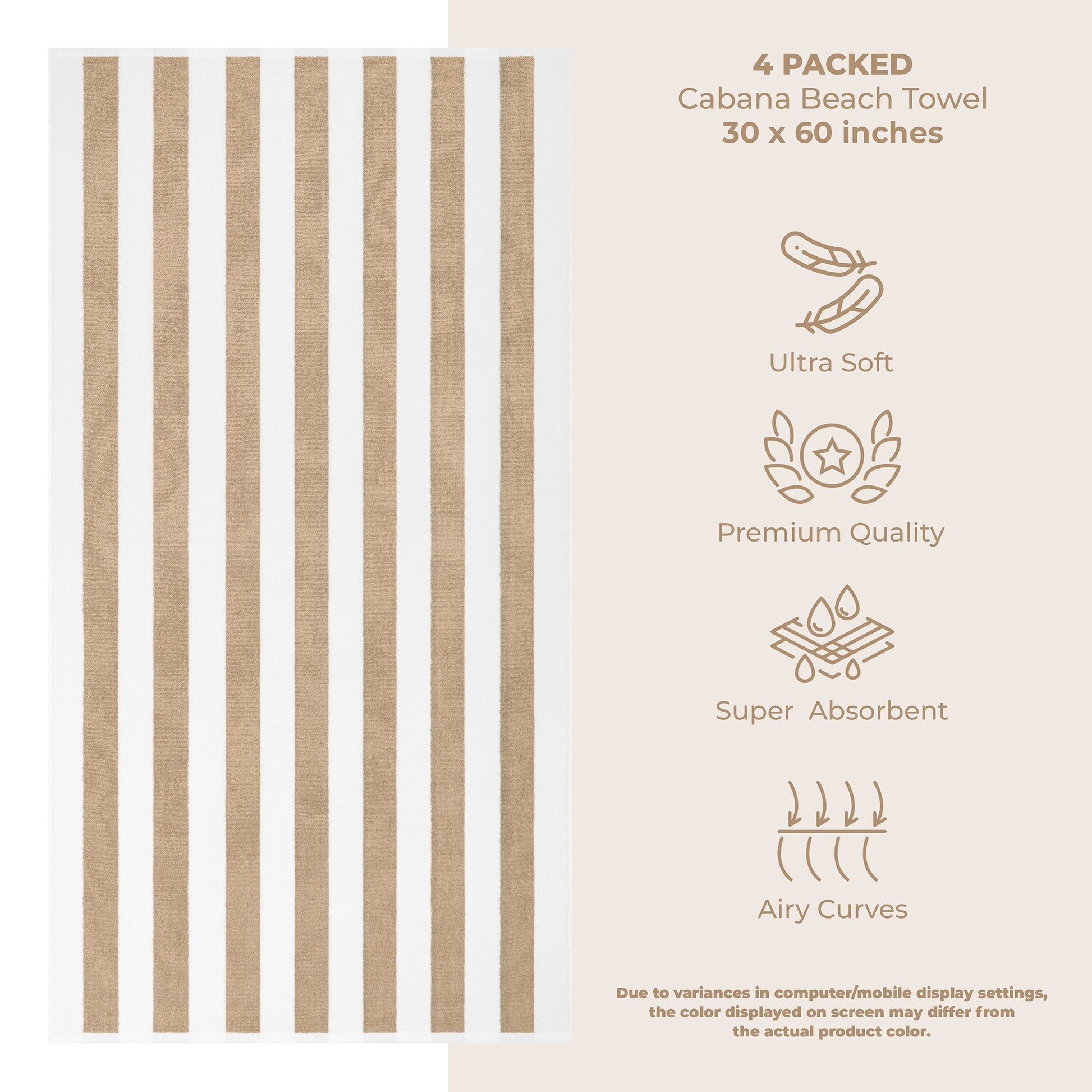 Cabana Striped Cotton Beach Towels 4 Pack - Quahog Bay Bedding
