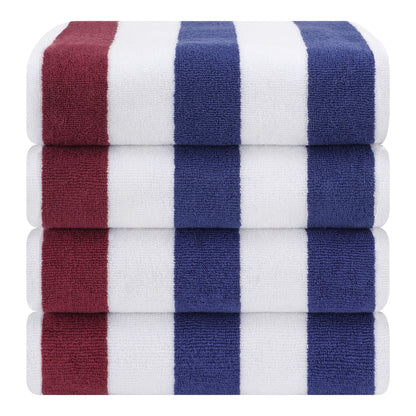 Cabana Striped Cotton Beach Towels 4 Pack - Quahog Bay Bedding