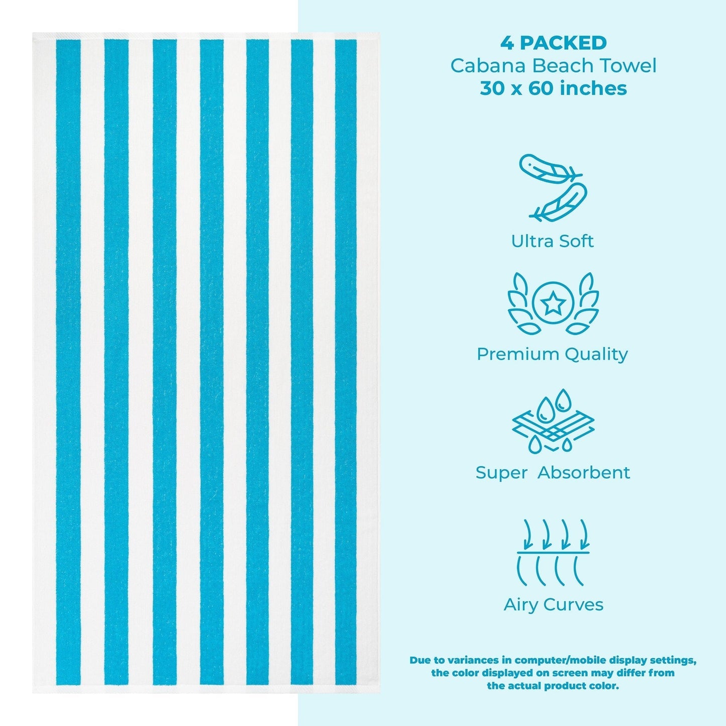 Cabana Striped Cotton Beach Towels 4 Pack - Quahog Bay Bedding